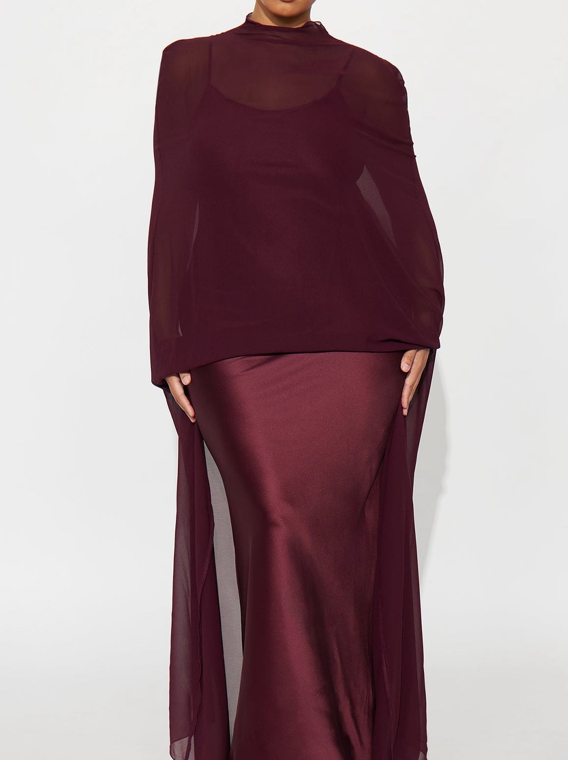 Draped Satin Maxi Dress