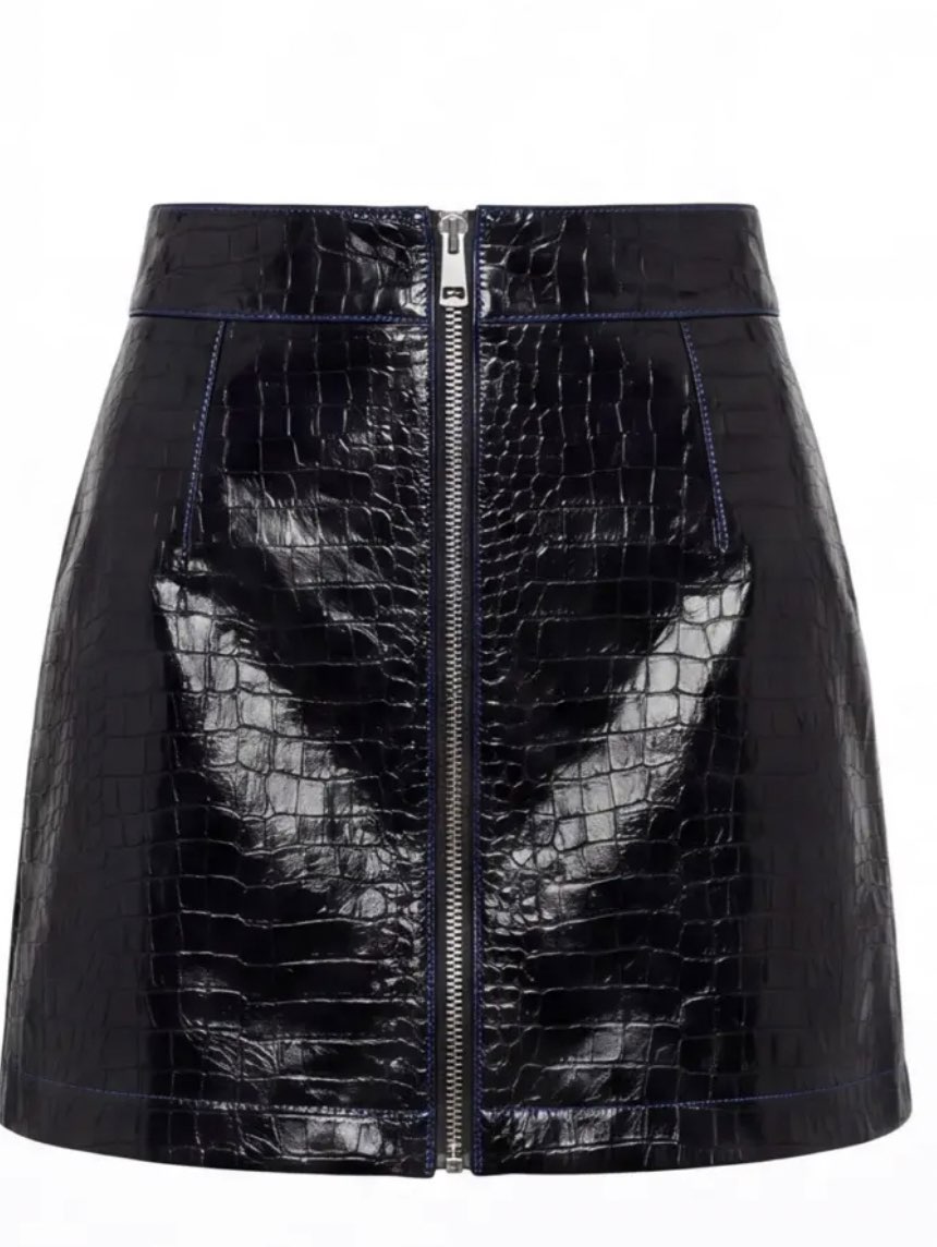 Black Croc-Embossed Mini Skirt
