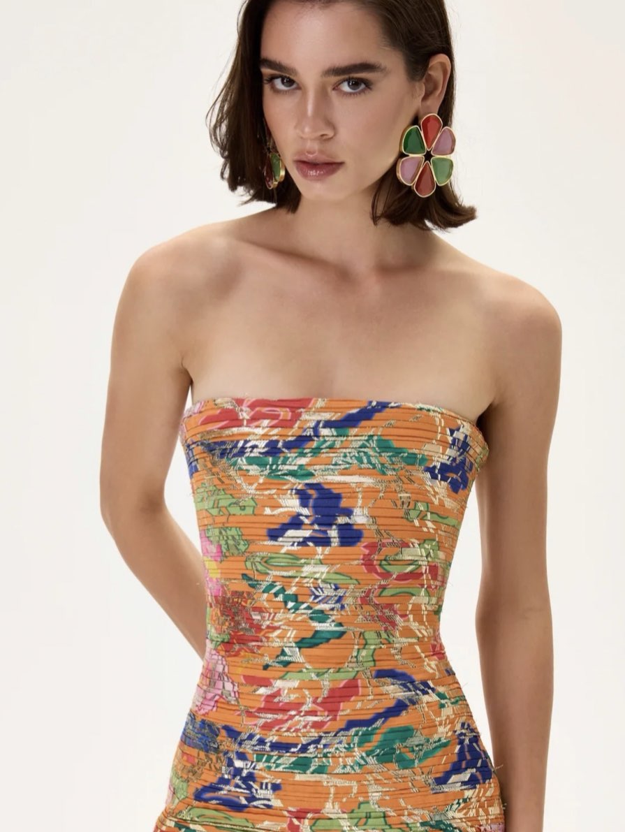 Colorful Strapless Mini Dress