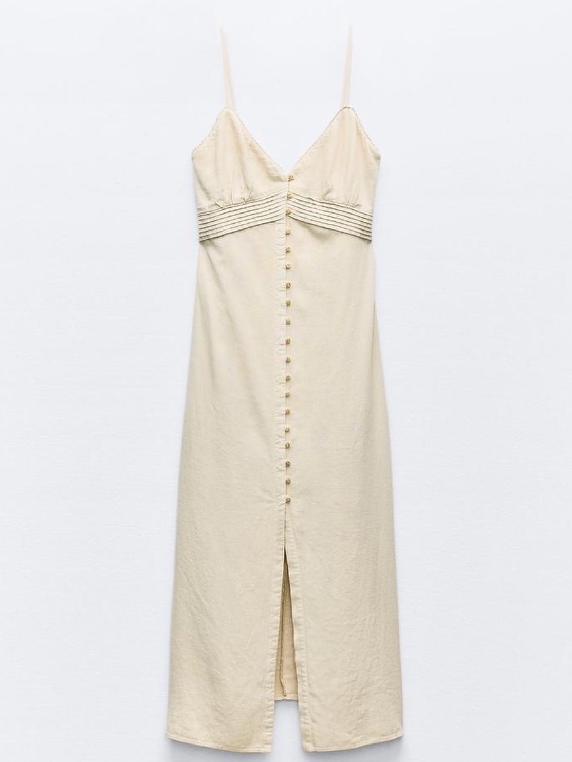 Cream midi linen dress