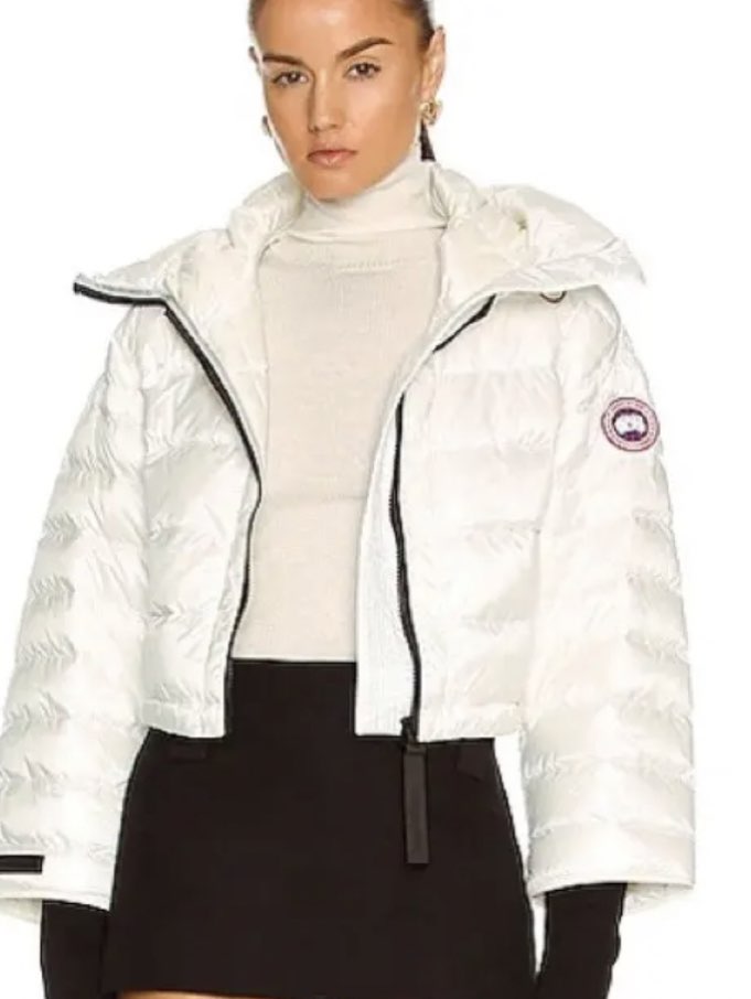 White Cropped Puffer Jacket