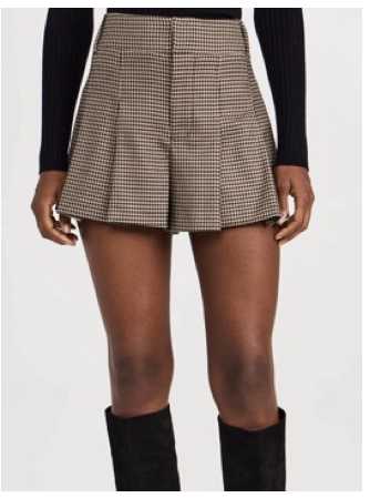 Brown Plaid Pleated Shorts