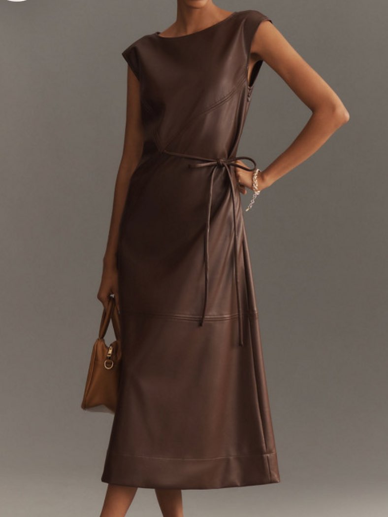 Chocolate Faux Leather Midi Dress
