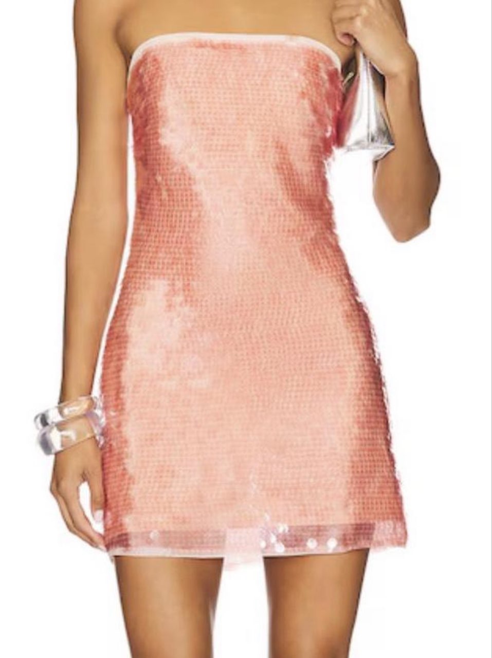 Peach Pink Sequin Mini Dress