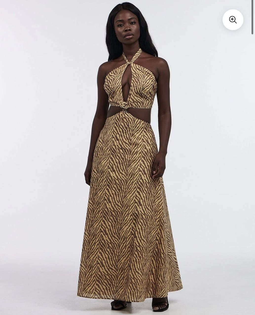 Tiger Print Cut Out Midi Dress