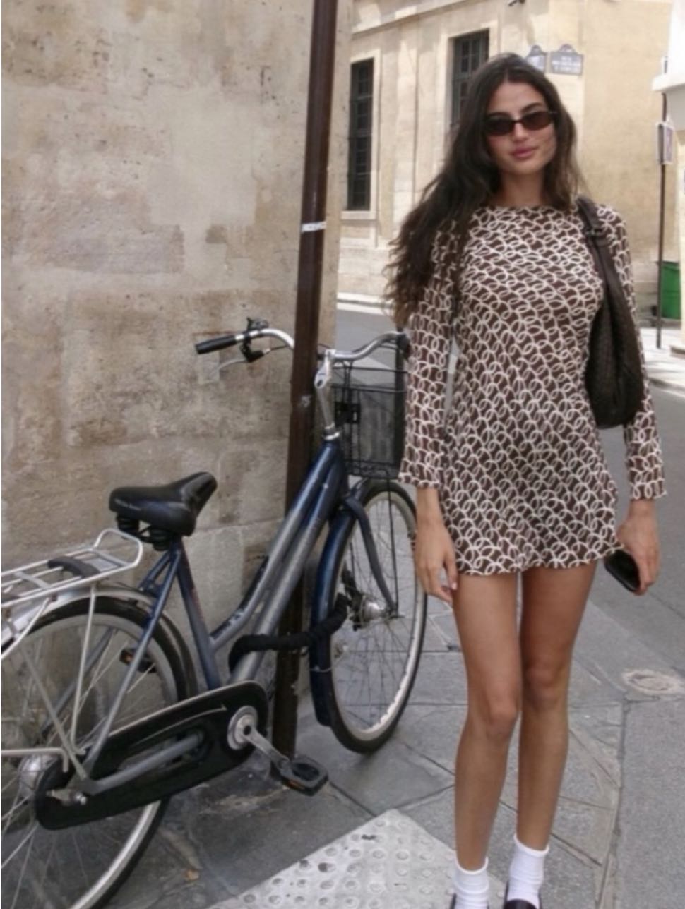 Brown Graphic Mini Dress