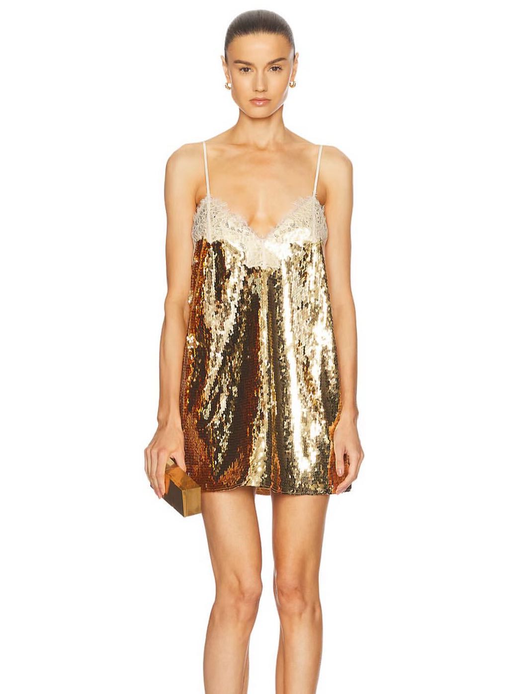 Retrofete Olive Sequin Lace Dress