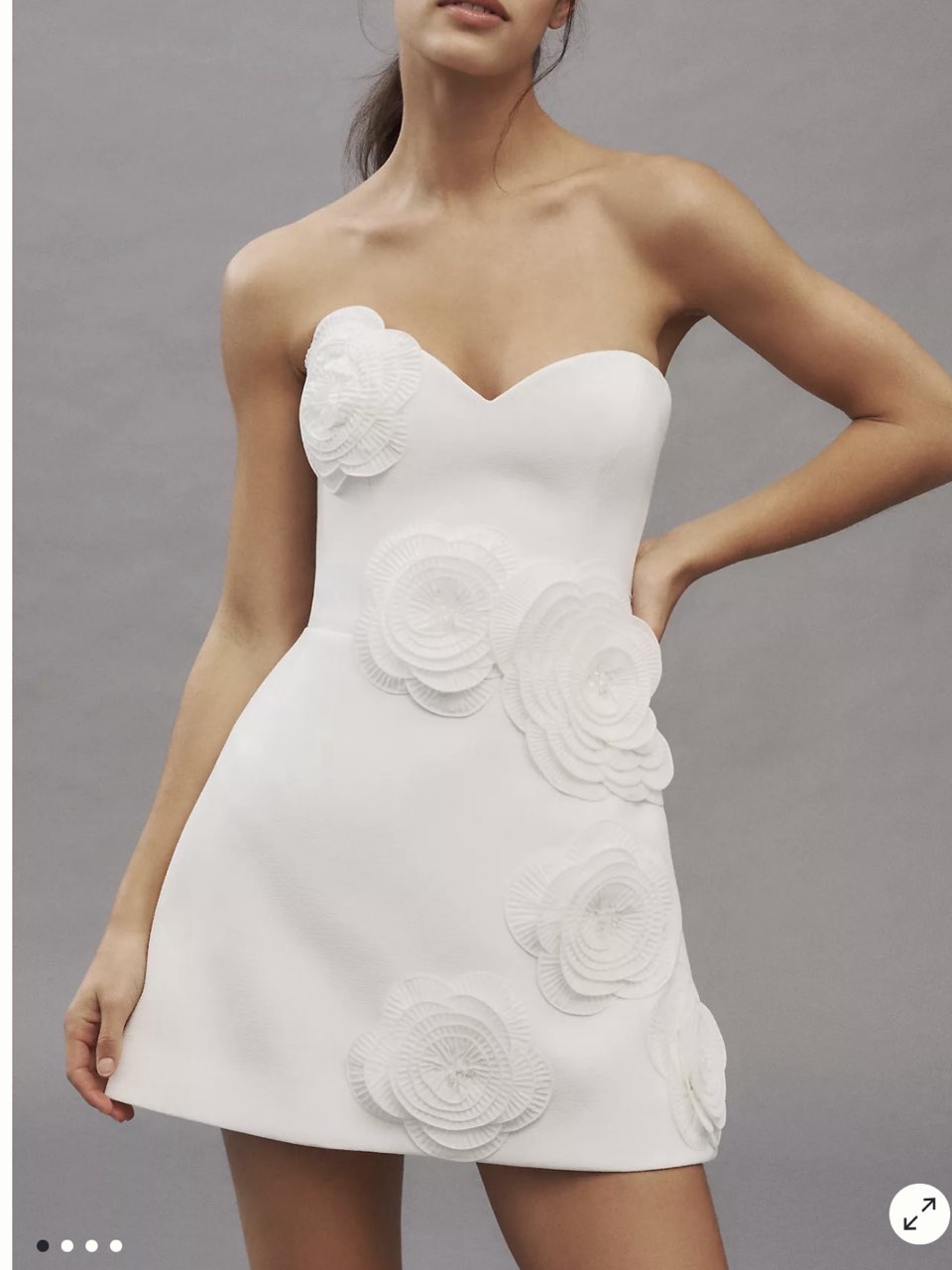 White Helsi Strapless Floral Applique Mini Dress