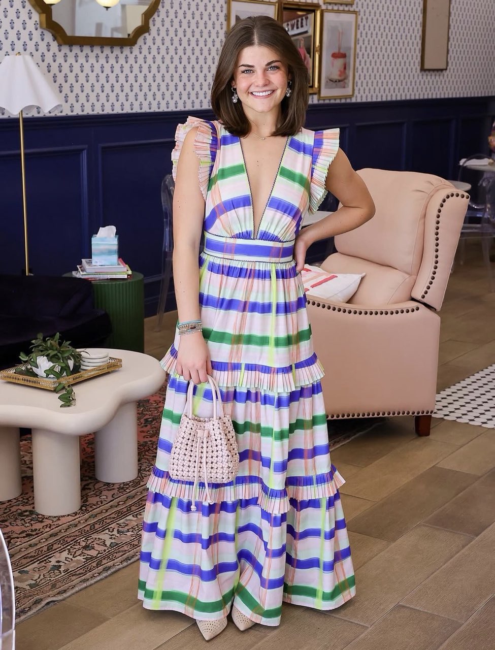 Deloreta Multi-color Plaid Tiered Maxi Dress