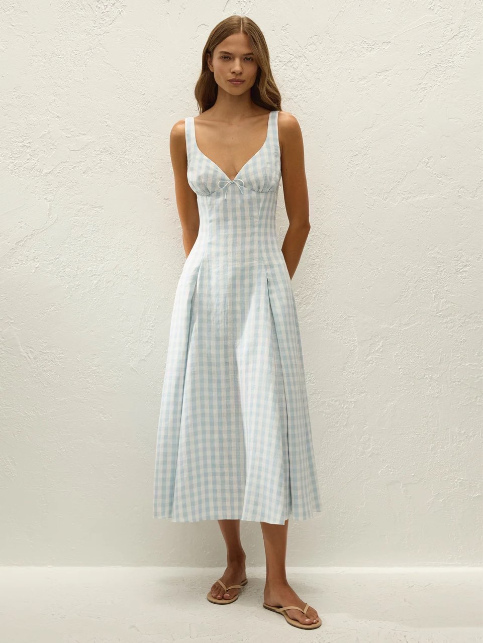 Adalee Midi Dress Gingham Sky Blue