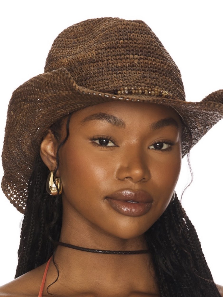 Brown Woven Cowboy Hat