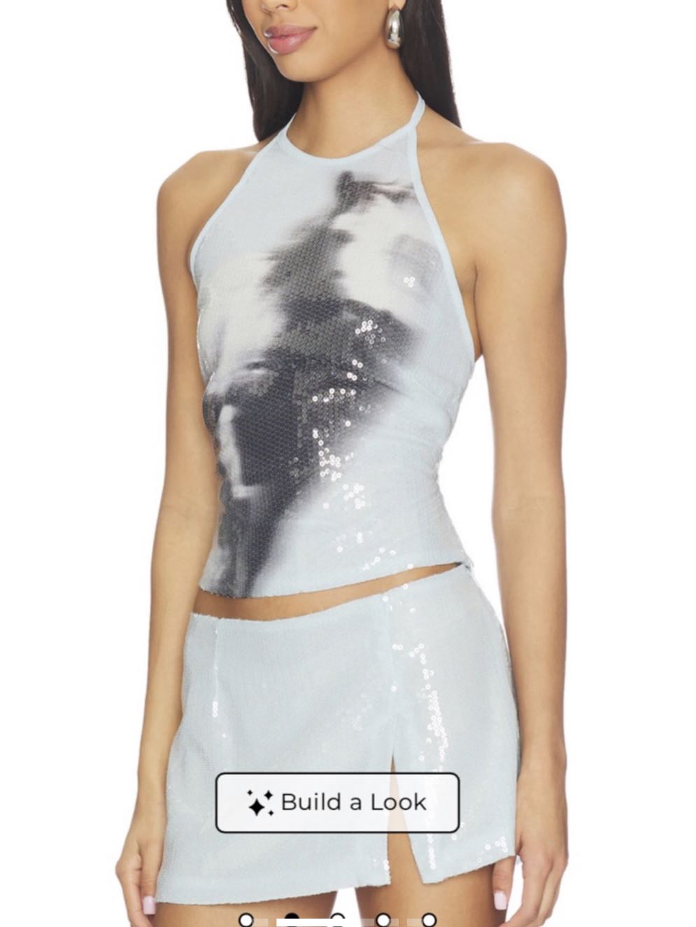 Sequin Halter Crop Top and Mini Skirt Set