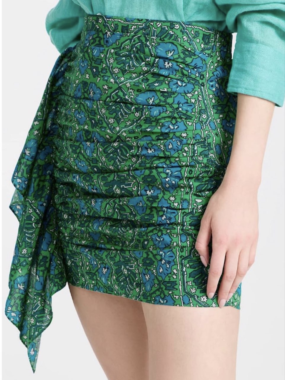 Green Blue Floral Smocked Crop set