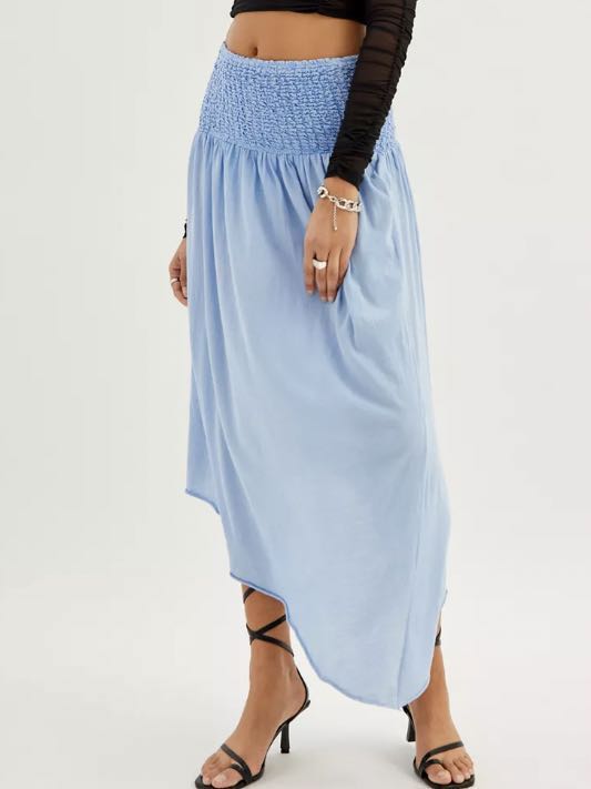 Blue Strapless Midi Dress