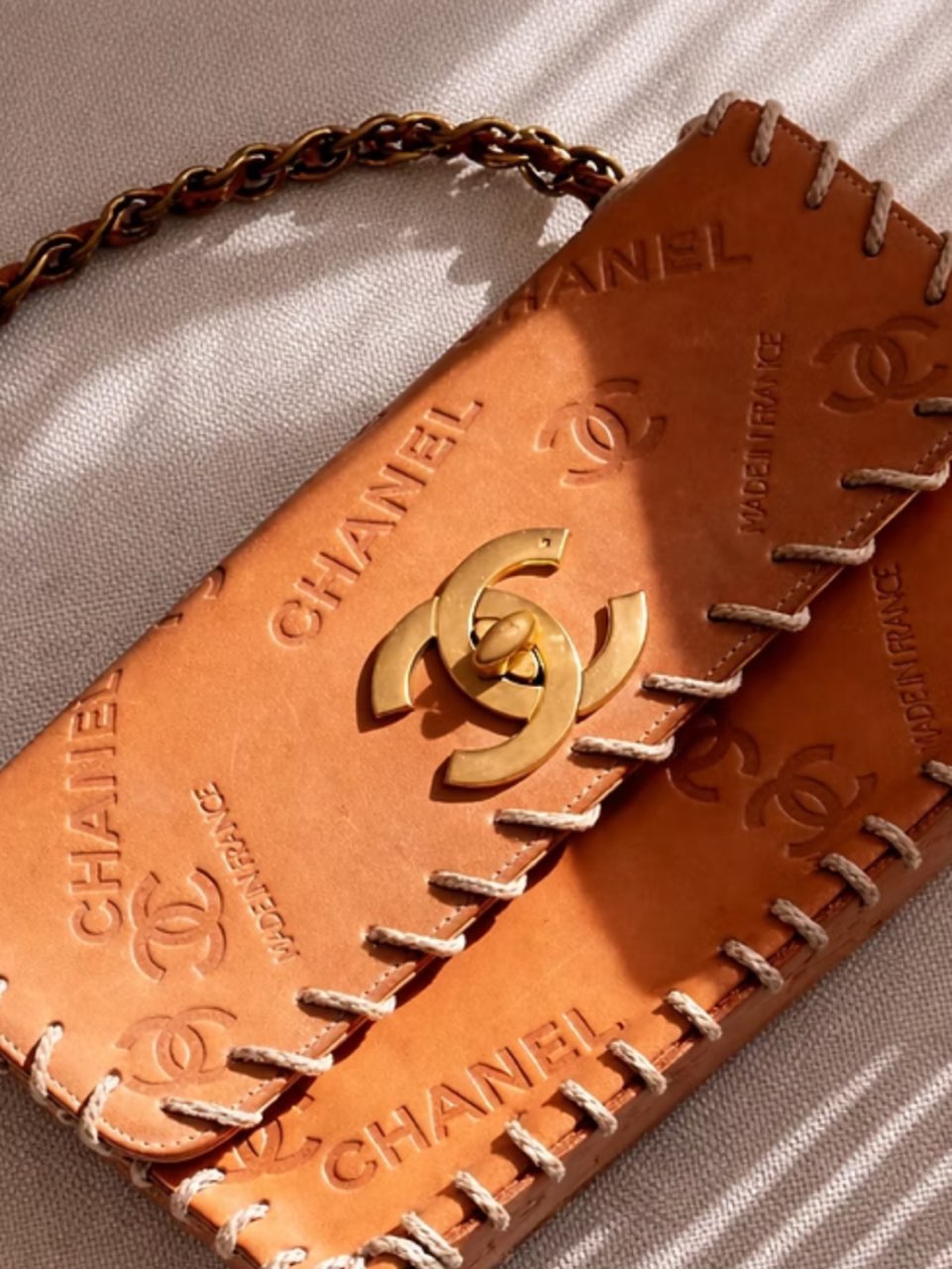 Chanel Whipstitch Embossed Flap Bag
