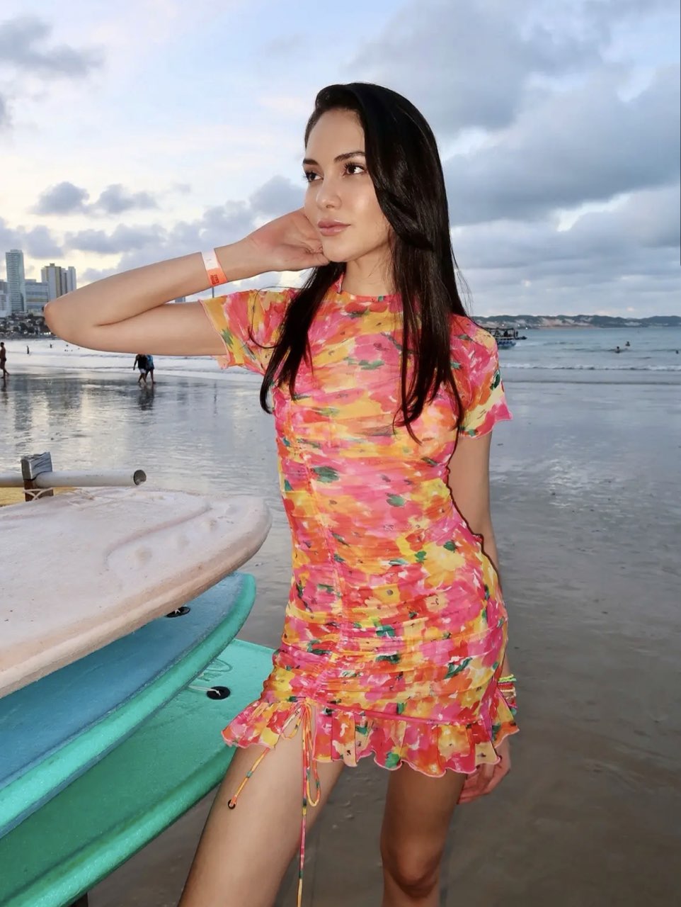 Floral Ruched Mini Dress