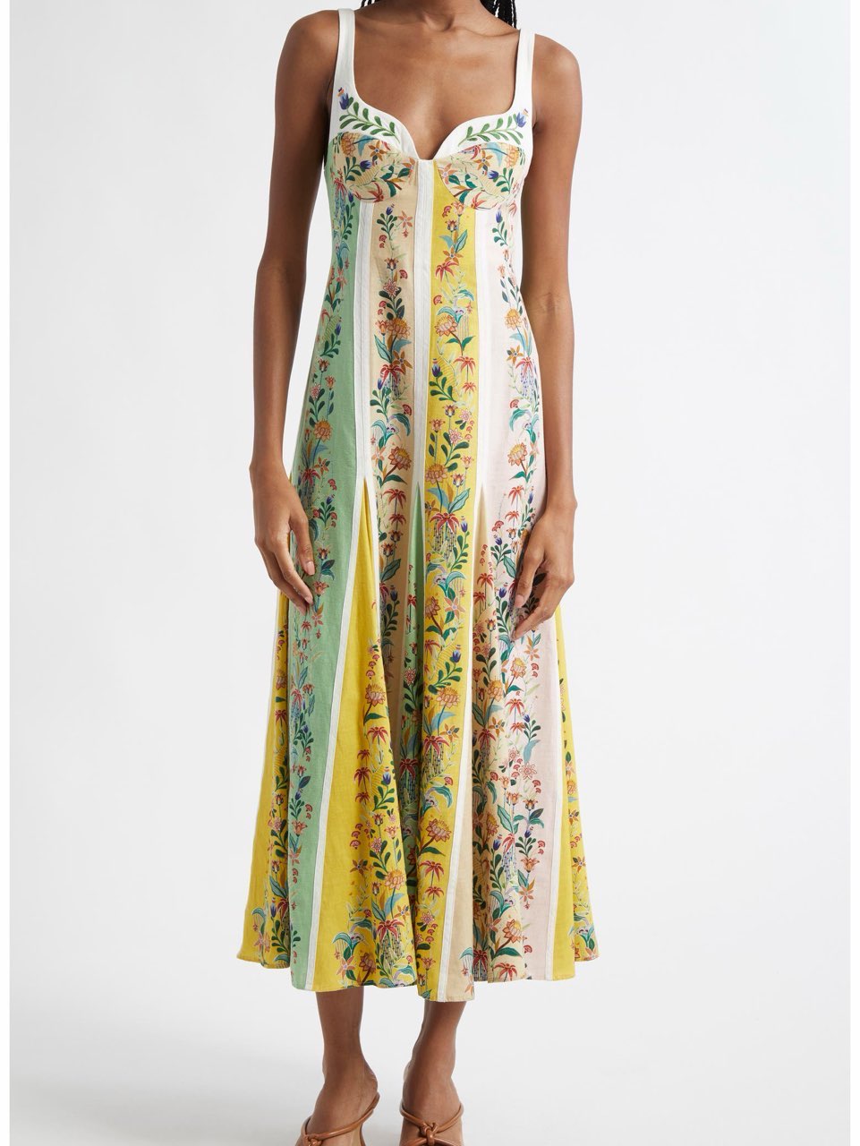 Delicate Floral Stripes Maxi Dress