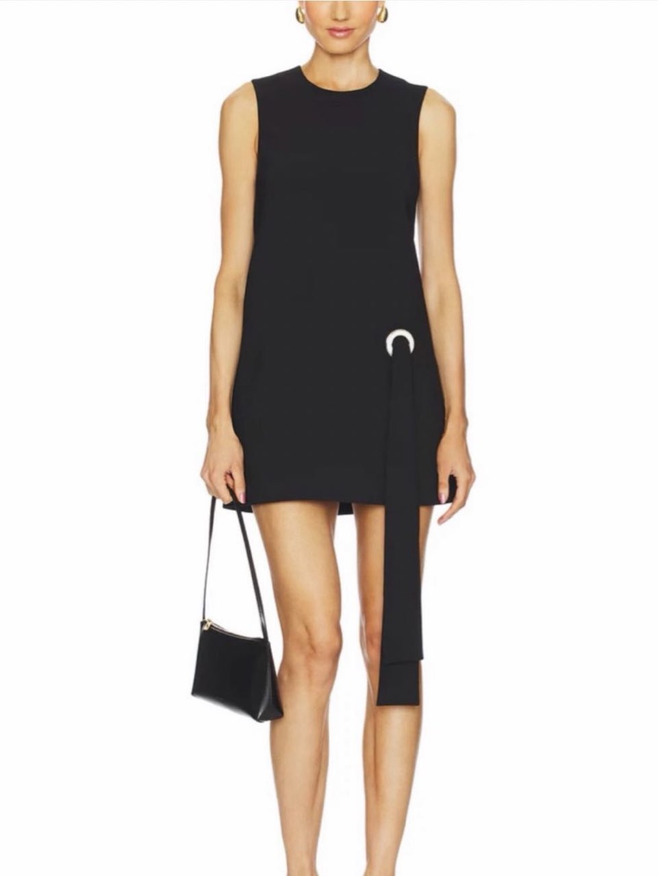 Black Sleeveless Mini Dress with Side Ring Detail