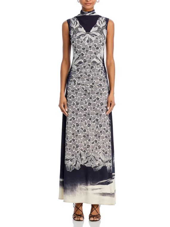 SIMKHAI Aldina Lace Print Maxi Dress
