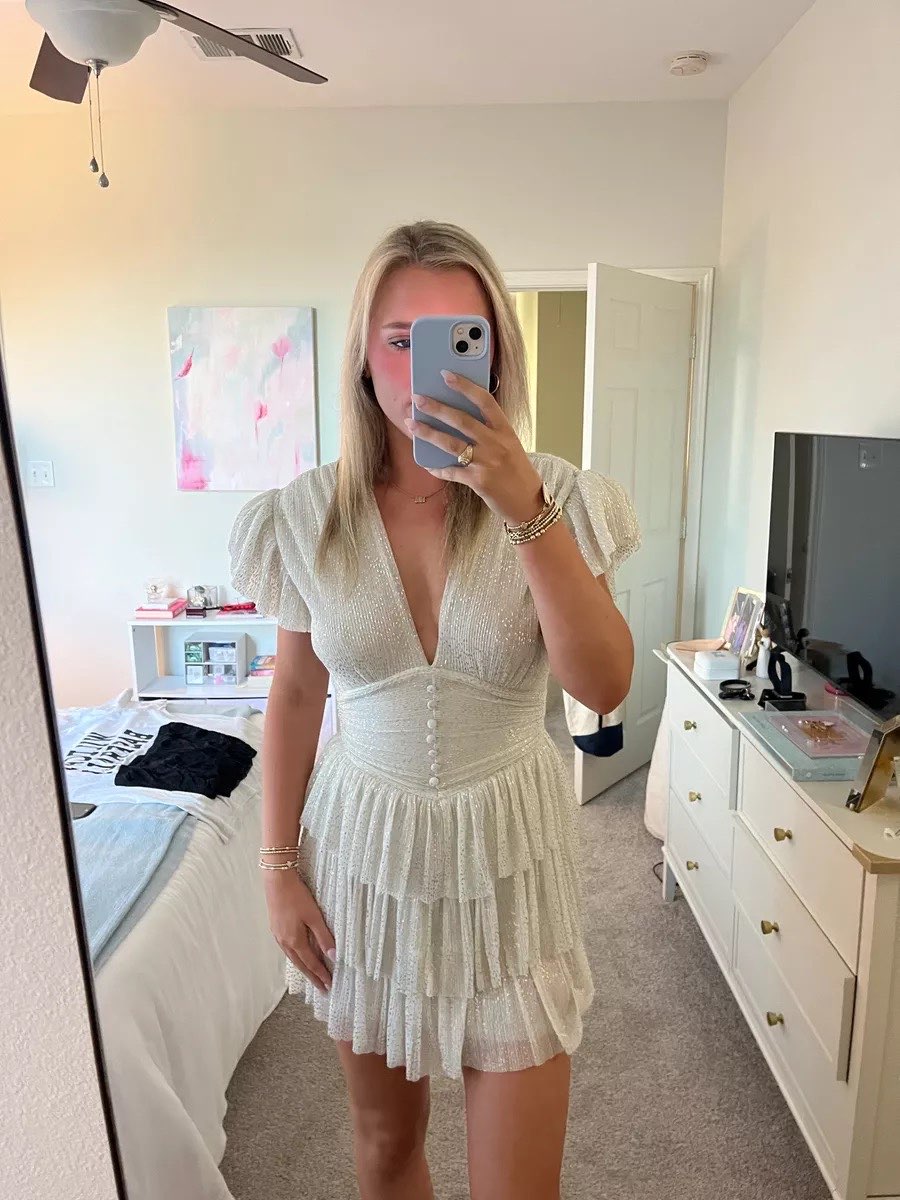 White Shimmer Mini Dress