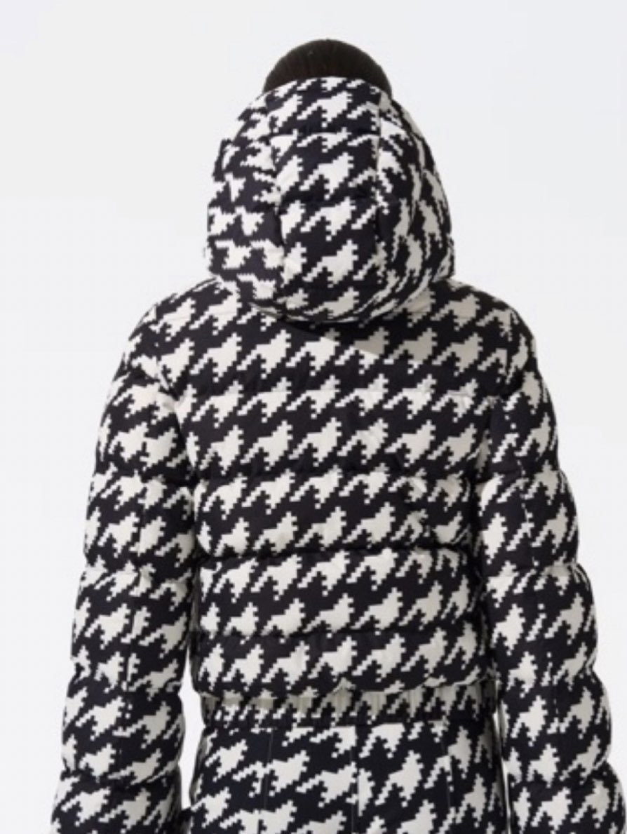 Black and White Houndstooth Puffer Jacket