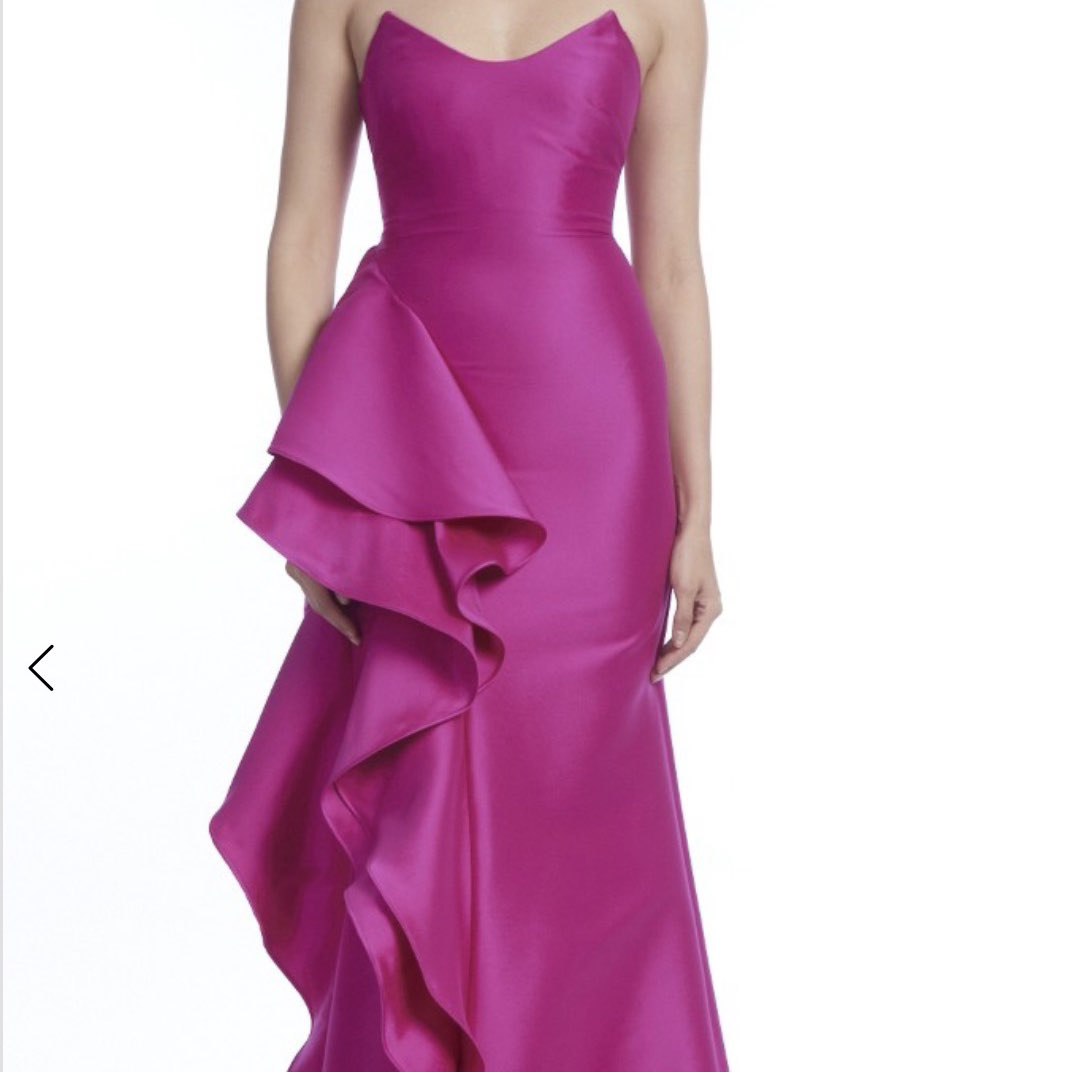 Fuchsia Strapless Ruffle Gown