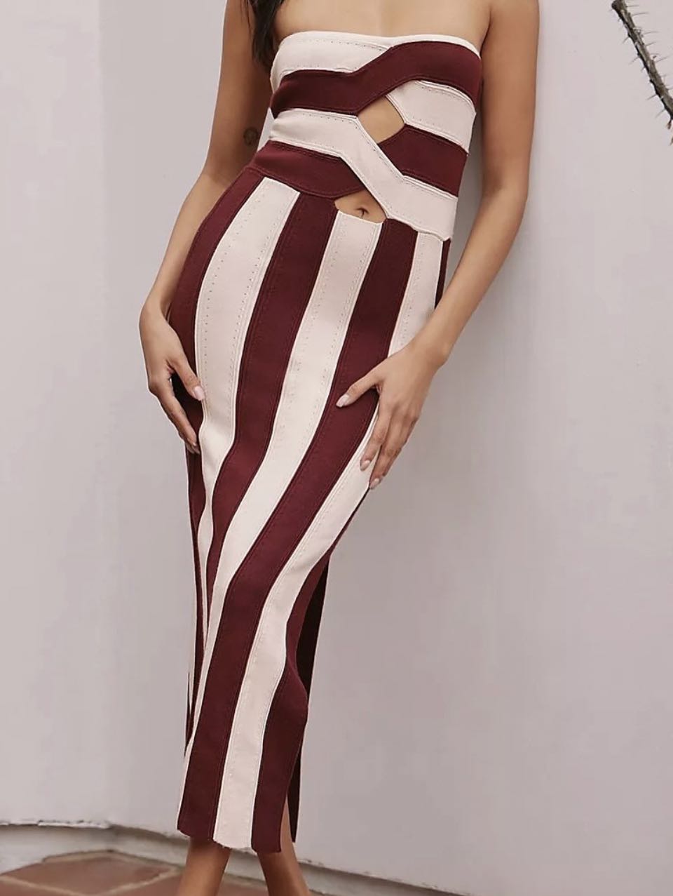 Anthropologie brown and cream dress