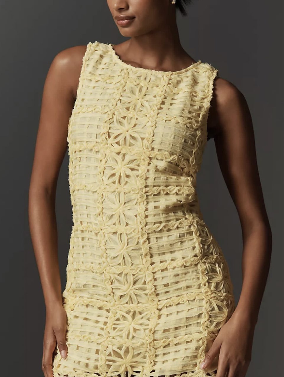 Textured Floral Sleeveless Mini Dress