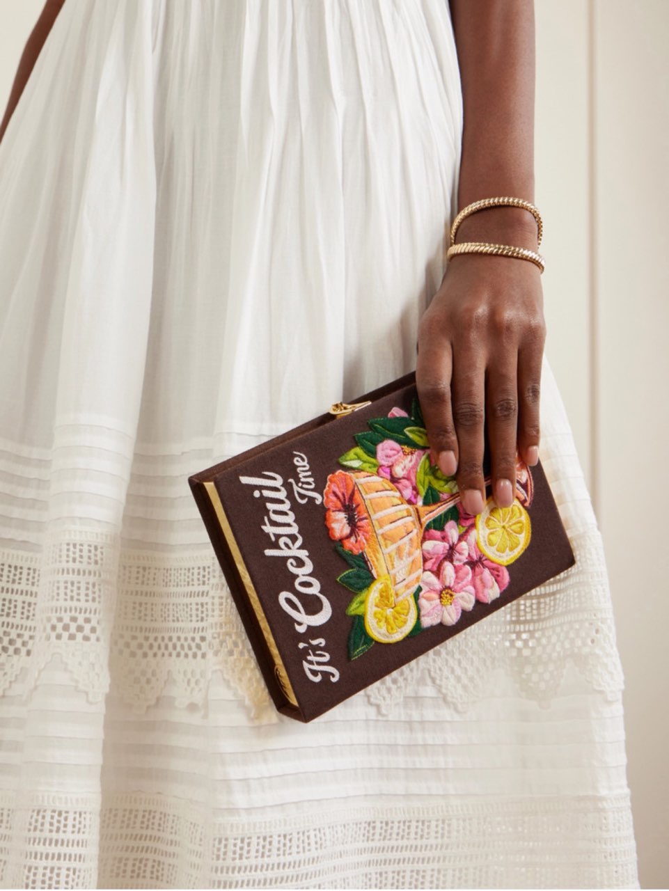It's Cocktail Time Embroidered Book Clutch