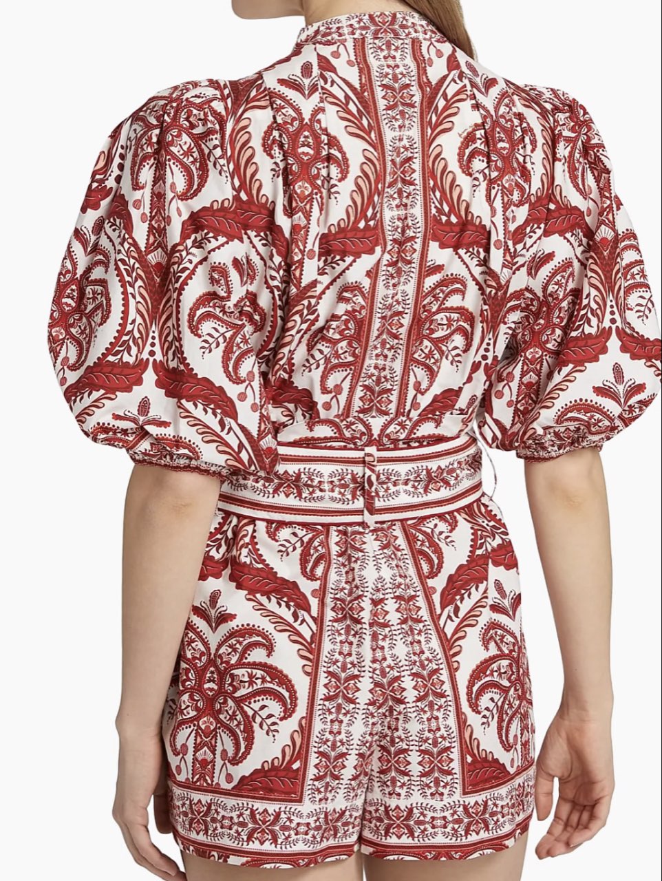 Printed Puff Sleeve Romper
