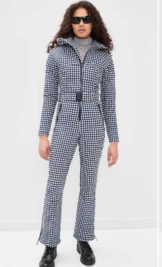 Navy Gingham Ski Jumpsuit