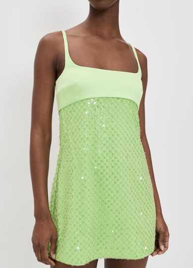 Lime Green Sequin Mini Dress