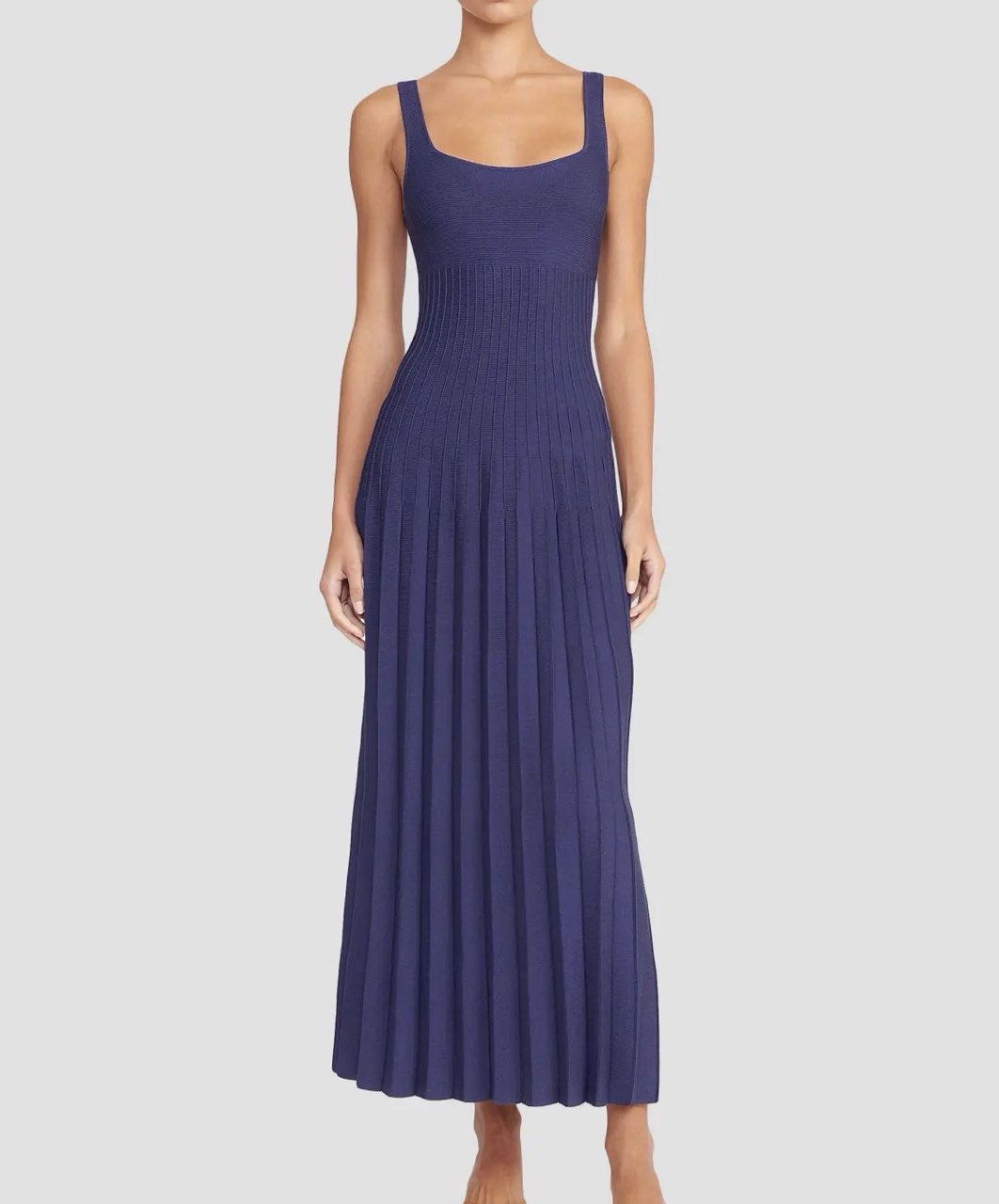 Navy Ribbed Knit Maxi Dress
