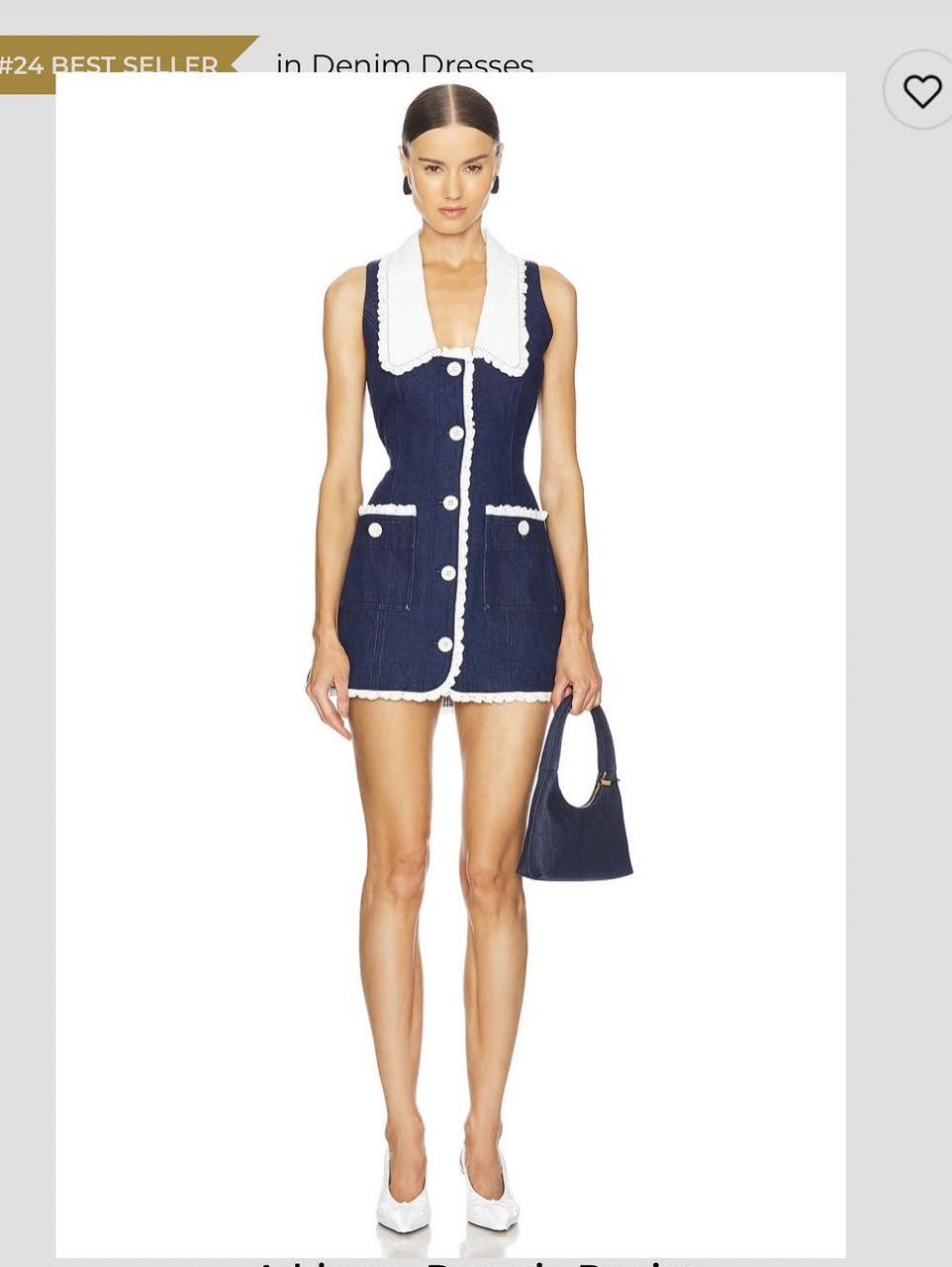 Navy Blue Denim Mini Dress with White Collar
