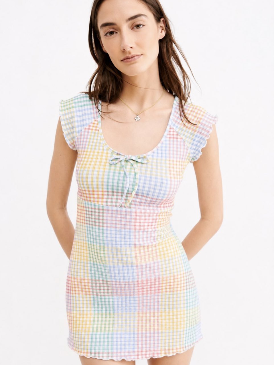 Pastel Gingham Mini Dress