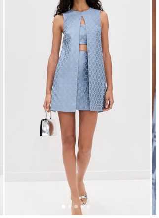 Dusty Blue Jacquard Vest and Shorts Set