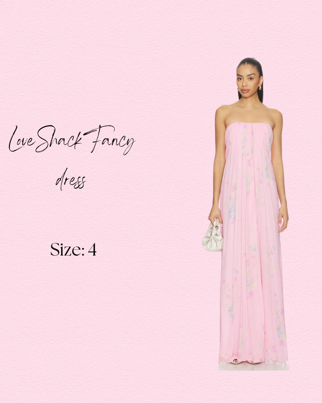 Pink Pleated Floral Strapless Maxi Dress