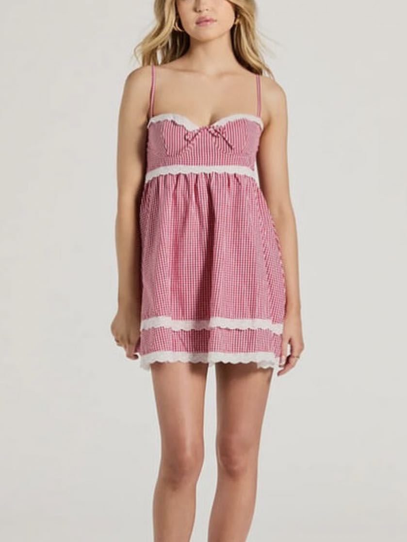 Red Gingham Mini Dress