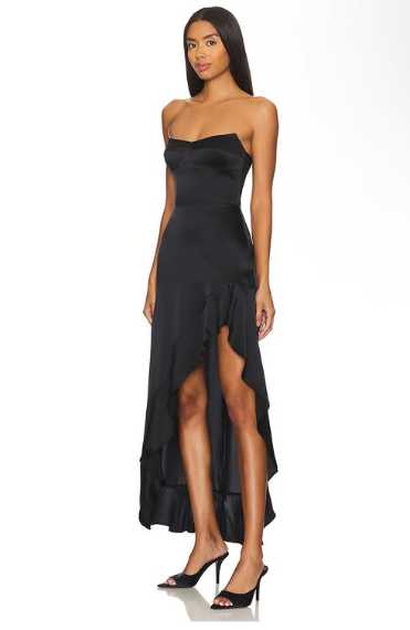 Black Alyse Strapless Ruffled High-Low Dress