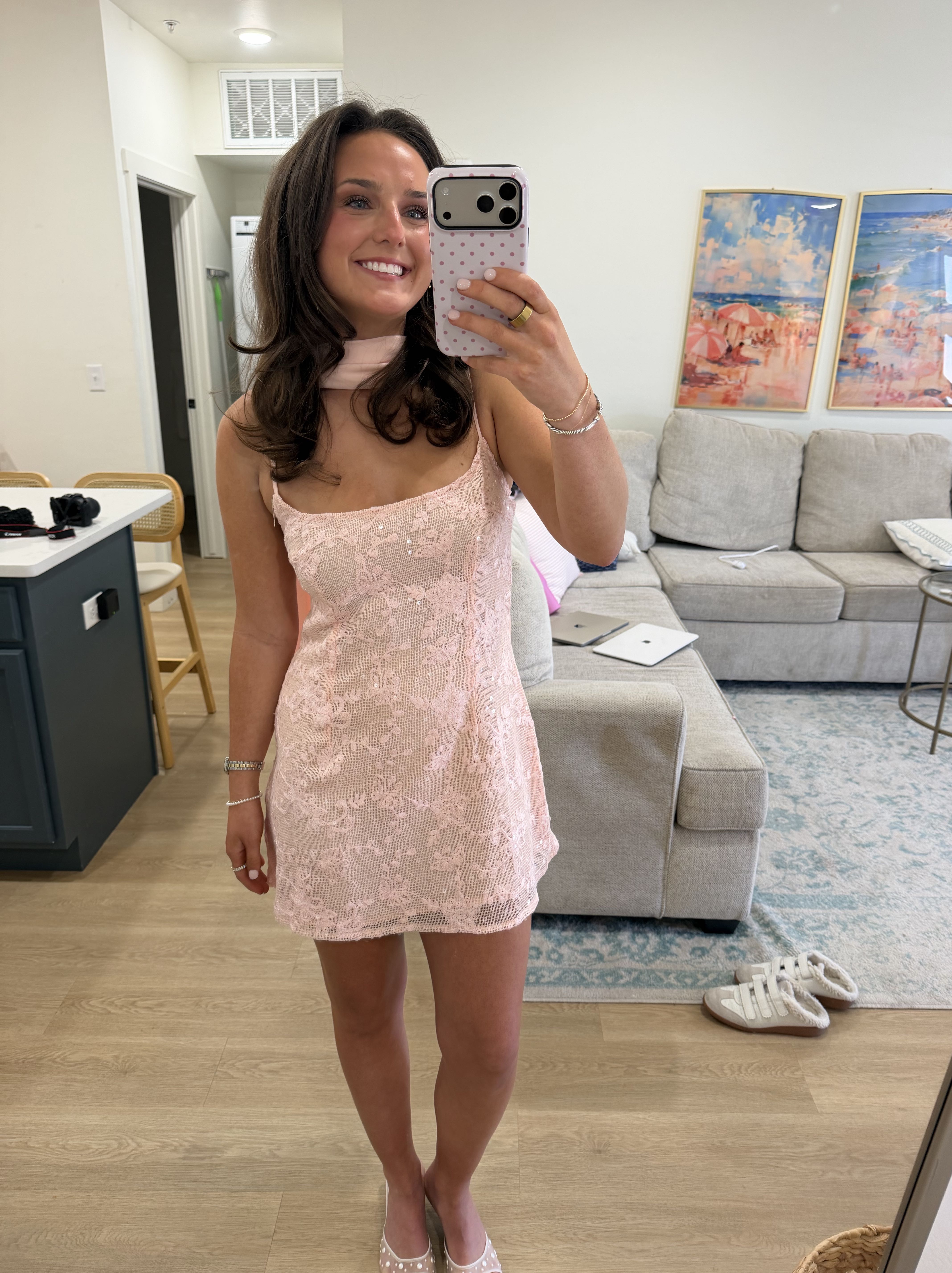 Pink Sequin Mini Dress