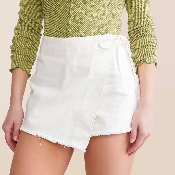 Free people White High-Waisted Wrap Skort