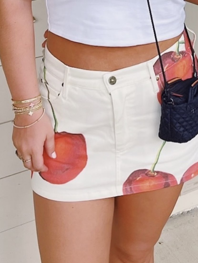 Cherry Print Mini Skirt
