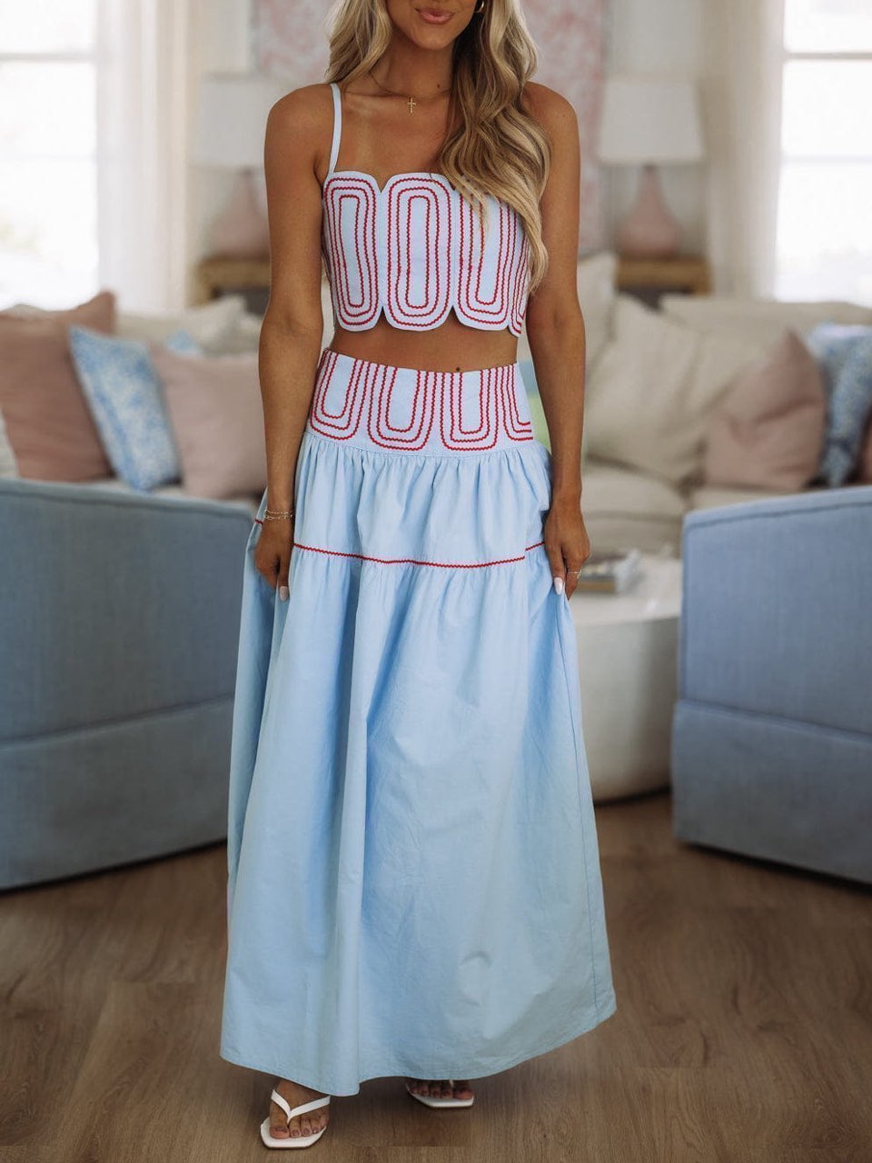 Marina Muse Crop Top and Maxi Skirt Set