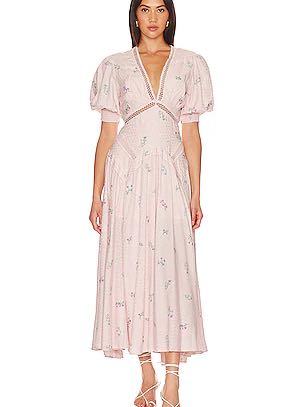 Pink Floral Midi Dress