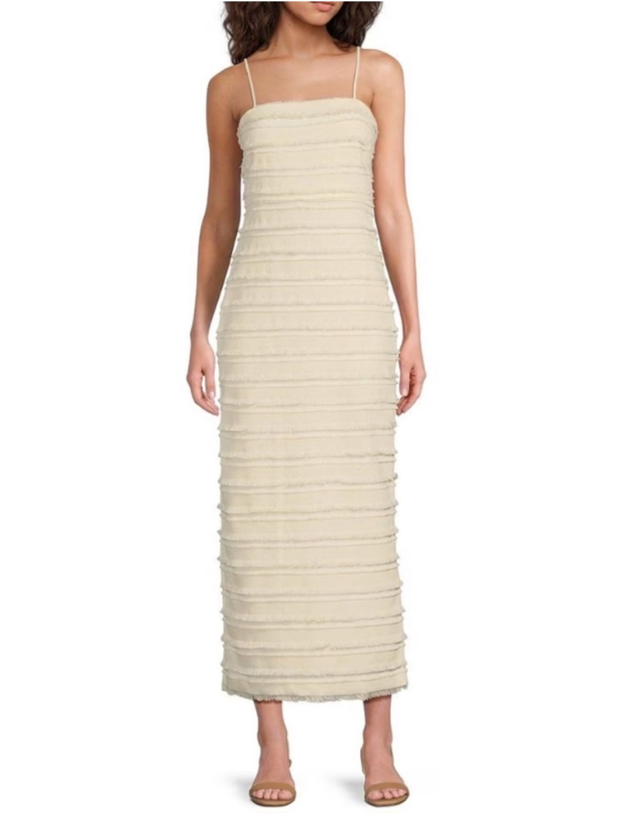Badgley Mischka White Fringe Dress