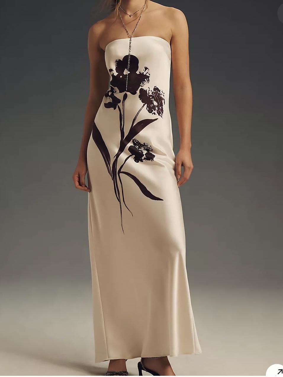 Anthropologie The Fleur strapless cream satin maxi slip dress