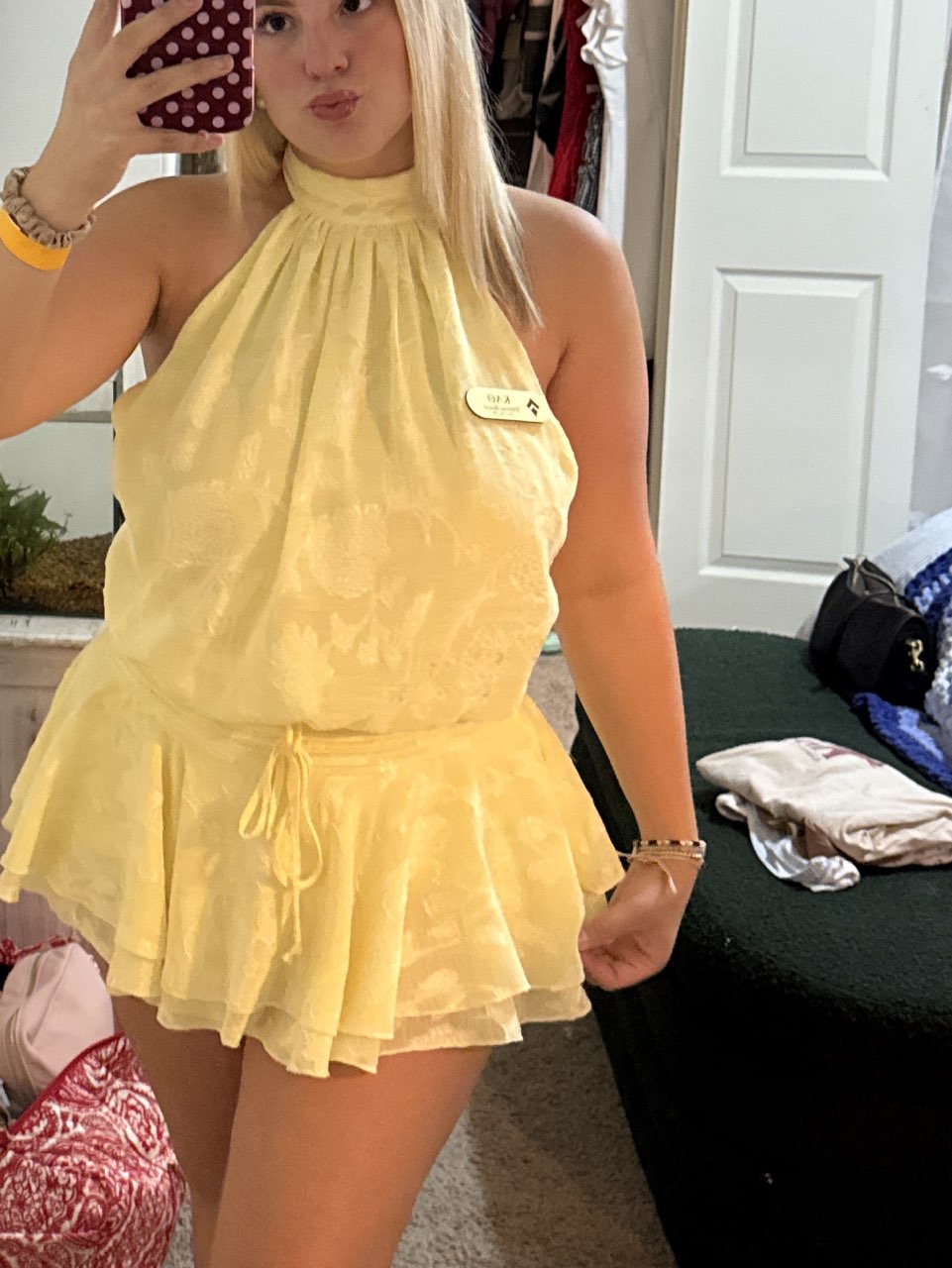 Yellow Halter Neck Tiered Romper