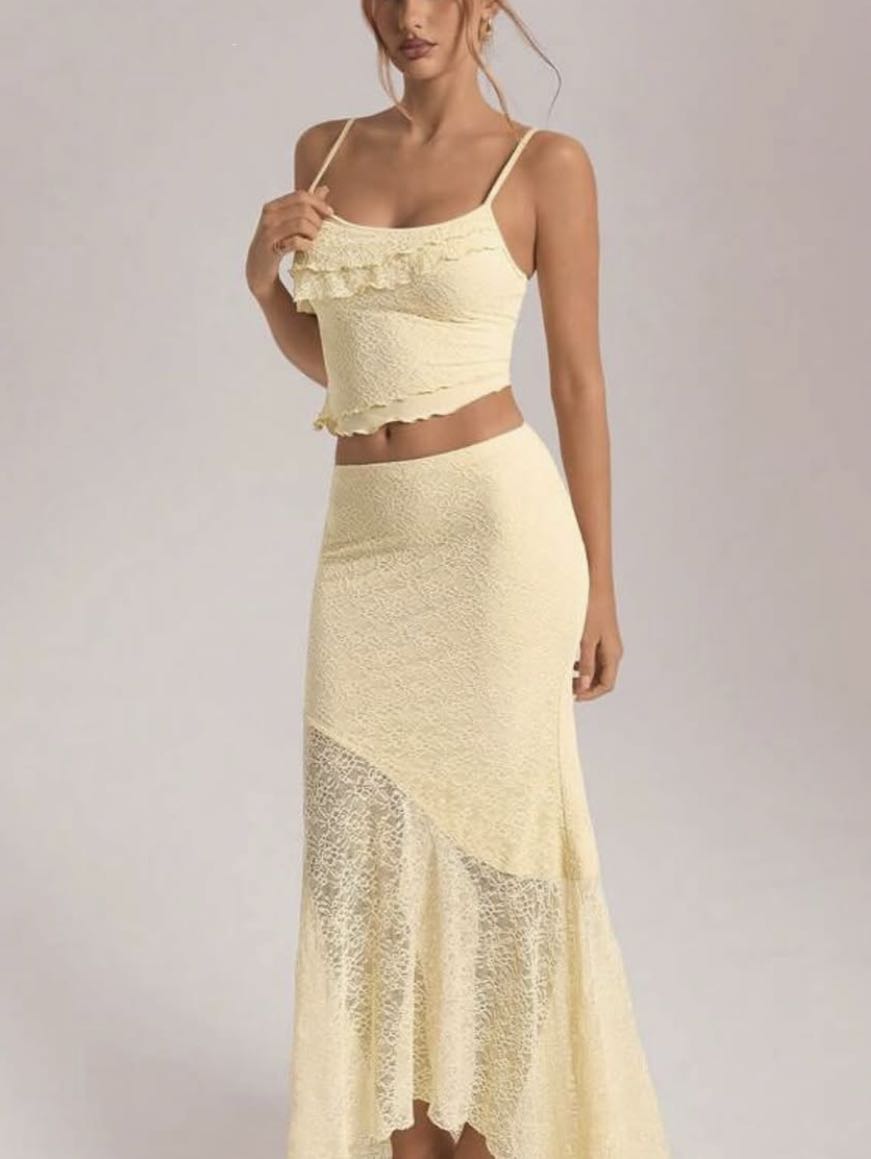 Yellow Lace Two-Piece Set