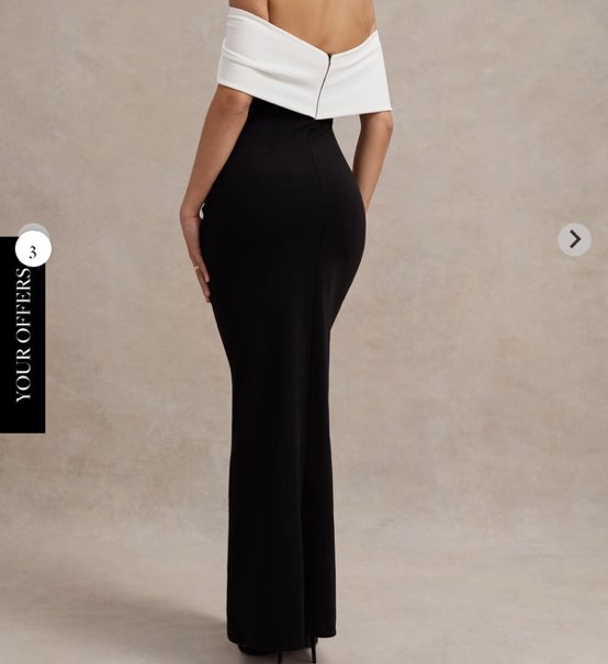 Black and White Off-Shoulder Maxi Dress