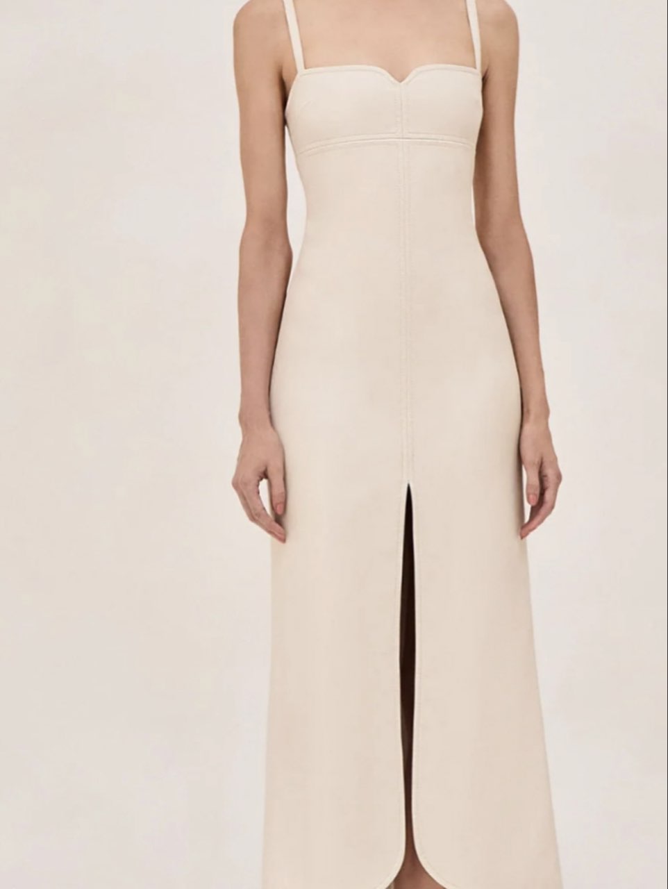 Beige Sweetheart Midi Dress